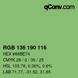 Color code: RGB 136 190 116 | qconv.com