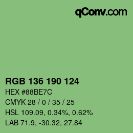 Color code: RGB 136 190 124 | qconv.com