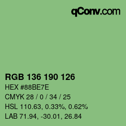 Color code: RGB 136 190 126 | qconv.com