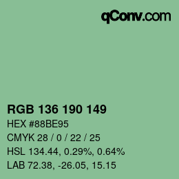 Color code: RGB 136 190 149 | qconv.com