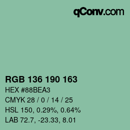 Color code: RGB 136 190 163 | qconv.com