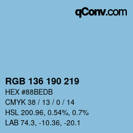 カラーコード: RGB 136 190 219 | qconv.com