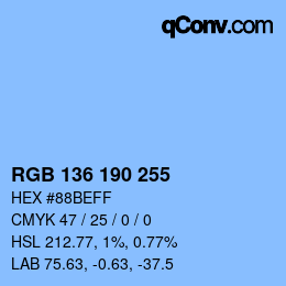 Color code: RGB 136 190 255 | qconv.com