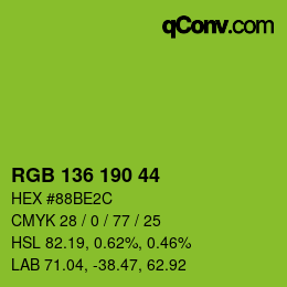 Color code: RGB 136 190 44 | qconv.com