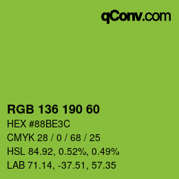Color code: RGB 136 190 60 | qconv.com