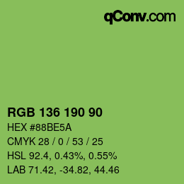 カラーコード: RGB 136 190 90 | qconv.com