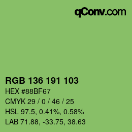 カラーコード: RGB 136 191 103 | qconv.com