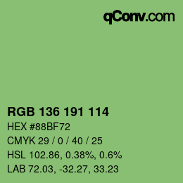 Color code: RGB 136 191 114 | qconv.com