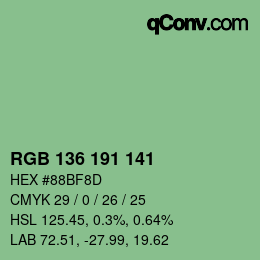 Color code: RGB 136 191 141 | qconv.com