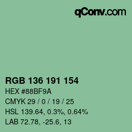 Color code: RGB 136 191 154 | qconv.com