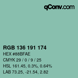 Color code: RGB 136 191 174 | qconv.com