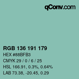 Color code: RGB 136 191 179 | qconv.com