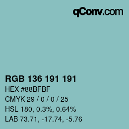 Color code: RGB 136 191 191 | qconv.com