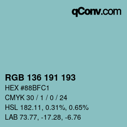 Color code: RGB 136 191 193 | qconv.com