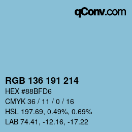 Color code: RGB 136 191 214 | qconv.com
