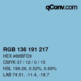 Color code: RGB 136 191 217 | qconv.com