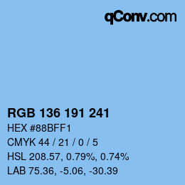 Color code: RGB 136 191 241 | qconv.com