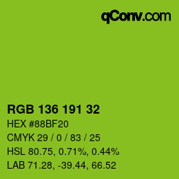 Color code: RGB 136 191 32 | qconv.com