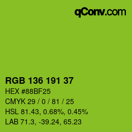 Color code: RGB 136 191 37 | qconv.com