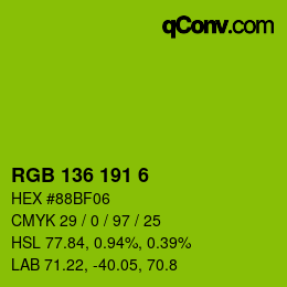 Color code: RGB 136 191 6 | qconv.com