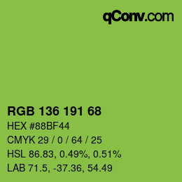 Color code: RGB 136 191 68 | qconv.com