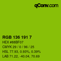 Color code: RGB 136 191 7 | qconv.com