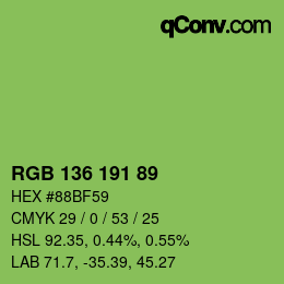 Color code: RGB 136 191 89 | qconv.com