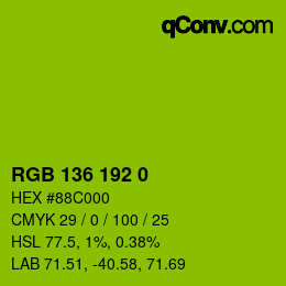 Color code: RGB 136 192 0 | qconv.com
