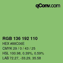 Color code: RGB 136 192 110 | qconv.com