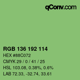 Color code: RGB 136 192 114 | qconv.com
