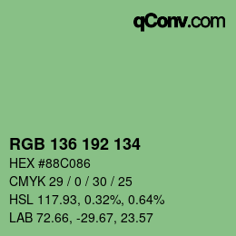 Color code: RGB 136 192 134 | qconv.com