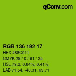 Color code: RGB 136 192 17 | qconv.com