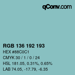 Color code: RGB 136 192 193 | qconv.com