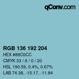 Farbcode: RGB 136 192 204 | qconv.com