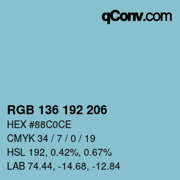 Color code: RGB 136 192 206 | qconv.com