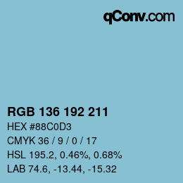 Color code: RGB 136 192 211 | qconv.com