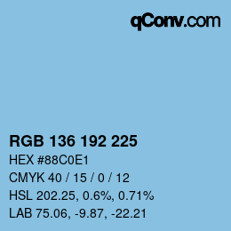 Color code: RGB 136 192 225 | qconv.com
