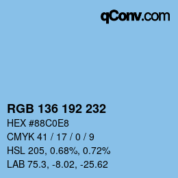 Color code: RGB 136 192 232 | qconv.com
