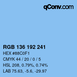 Color code: RGB 136 192 241 | qconv.com