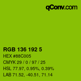 Farbcode: RGB 136 192 5 | qconv.com