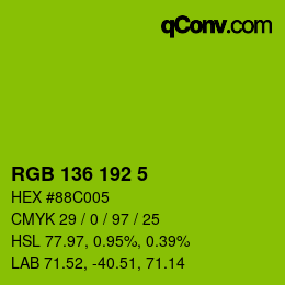 Color code: RGB 136 192 5 | qconv.com