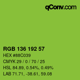 Color code: RGB 136 192 57 | qconv.com