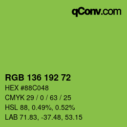 Color code: RGB 136 192 72 | qconv.com