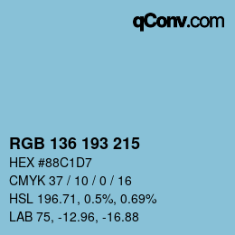 Color code: RGB 136 193 215 | qconv.com