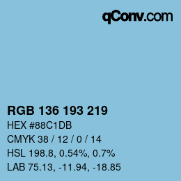 Color code: RGB 136 193 219 | qconv.com