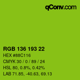 Color code: RGB 136 193 22 | qconv.com