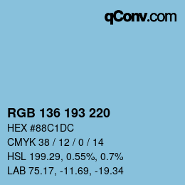 Color code: RGB 136 193 220 | qconv.com