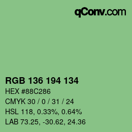Color code: RGB 136 194 134 | qconv.com