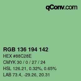 Color code: RGB 136 194 142 | qconv.com