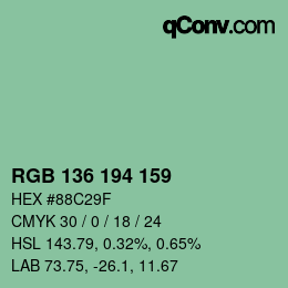 Color code: RGB 136 194 159 | qconv.com